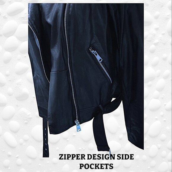 Edgy Black Faux Leather Moto Jacket - Butter Soft Size L - Picture 3 of 13